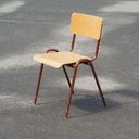 School chair in plywood and steel tube legs