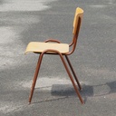 School chair in plywood and steel tube legs