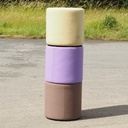 Round ottoman with belt by Satelliet (various colors/finishes)