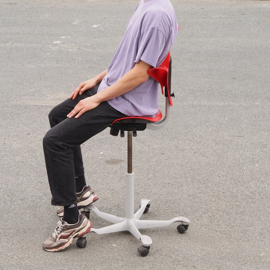 School chair in plywood and steel tube legs