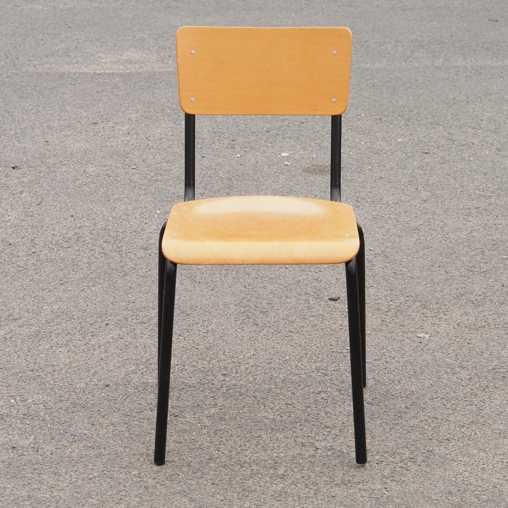 School chair in plywood and steel tube legs