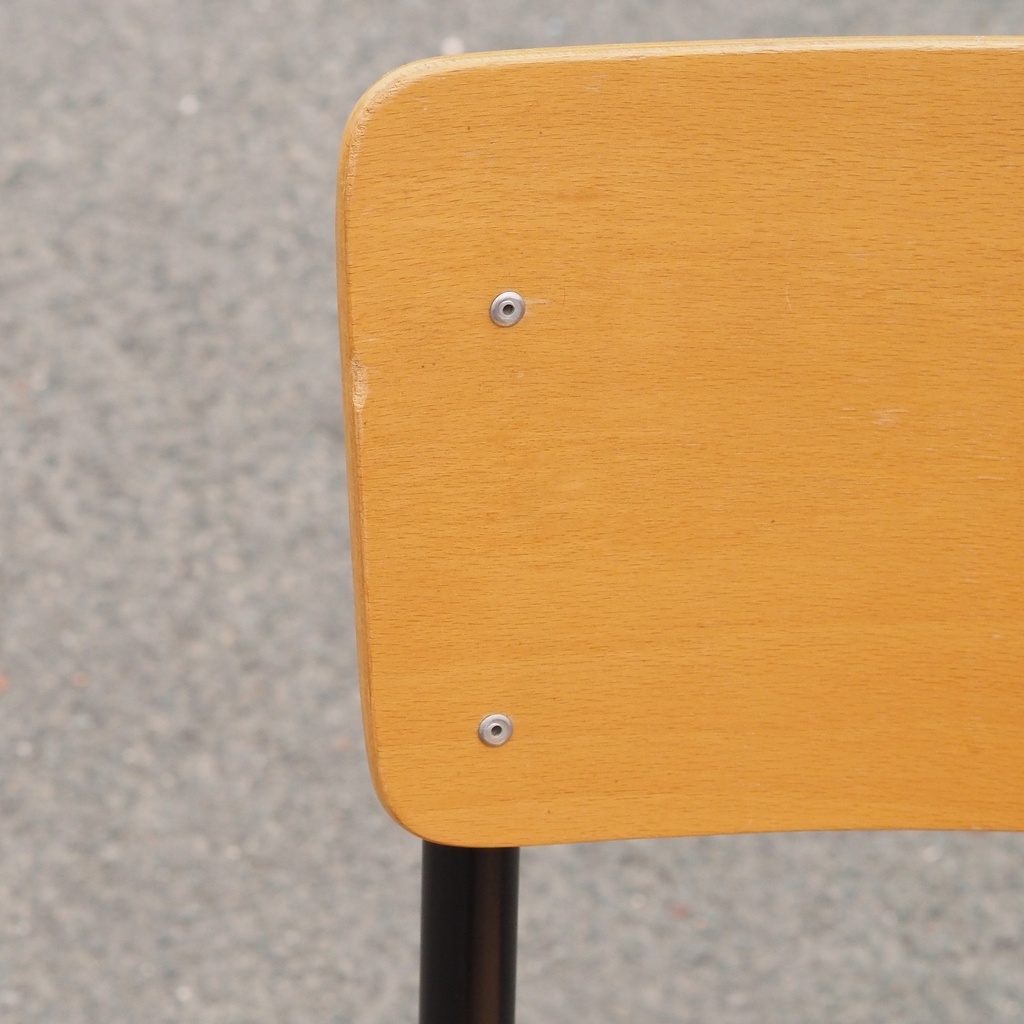 School chair in plywood and steel tube legs