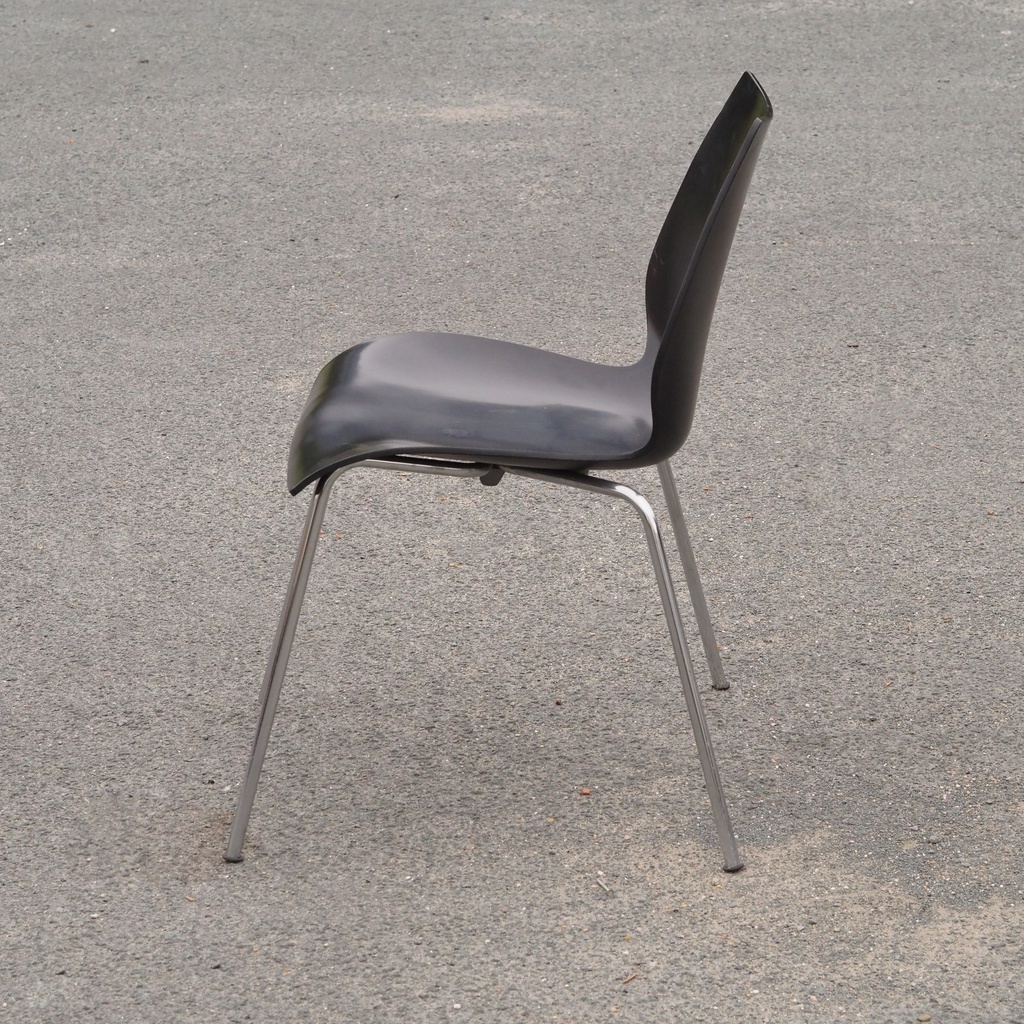 School chair in plywood and steel tube legs
