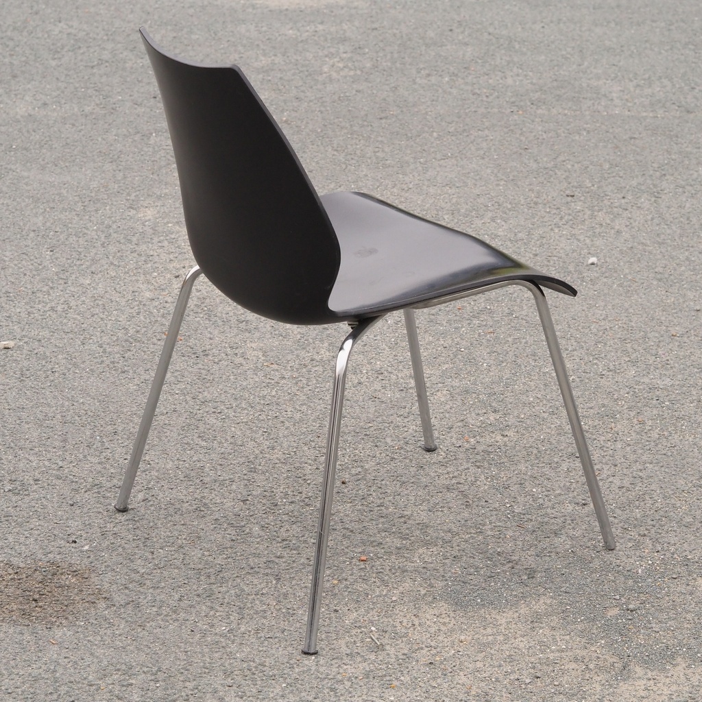 School chair in plywood and steel tube legs