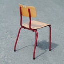 Stackable chair in varnished beech plywood and powder coated steel