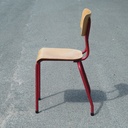 Stackable chair in varnished beech plywood and powder coated steel