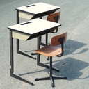 Desk with laminated top and cantilever legs