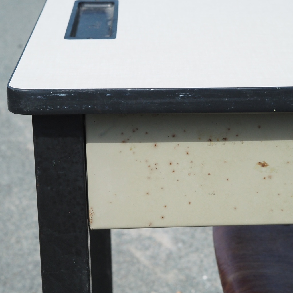 Desk with laminated top and cantilever legs