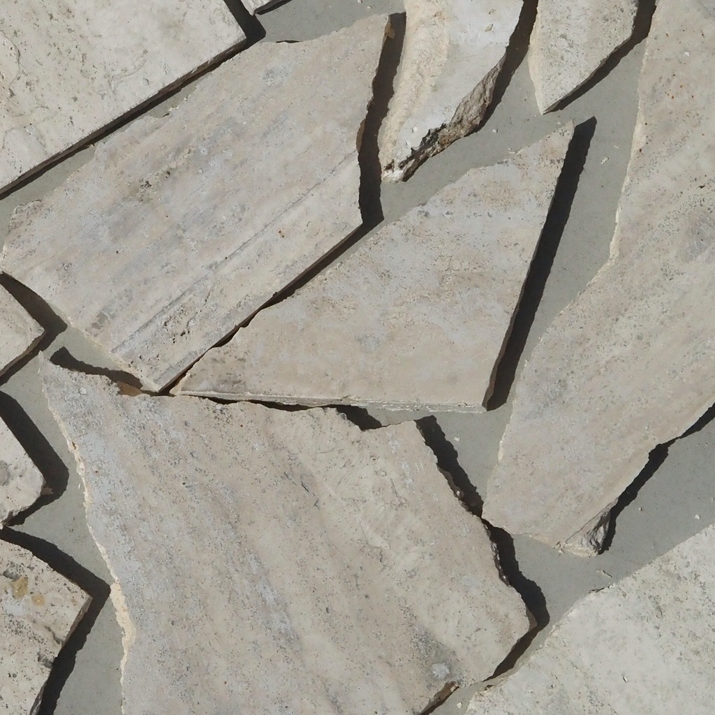 Batch of reclaimed travertine slabs for opus incertum (± 20m2) - Only in our physical shop