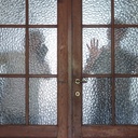 Double door in painted wood (H. 274 cm x (2 x W. 73 cm))