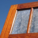 Door in varnished solid pine with textured glass panels (H. 216 x W. 82,7 cm) - Left