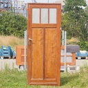 Door in varnished solid pine with textured glass panels (H. 216,5 x W. 82,8 cm) - Right