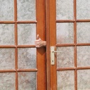 Door in varnished solid pine with textured glass panels (H. 216,5 x W. 82,8 cm) - Right