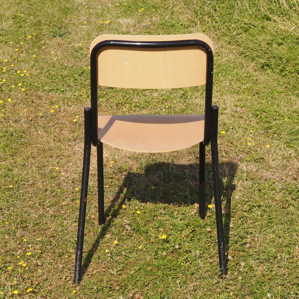 School chair in plywood and steel tube legs