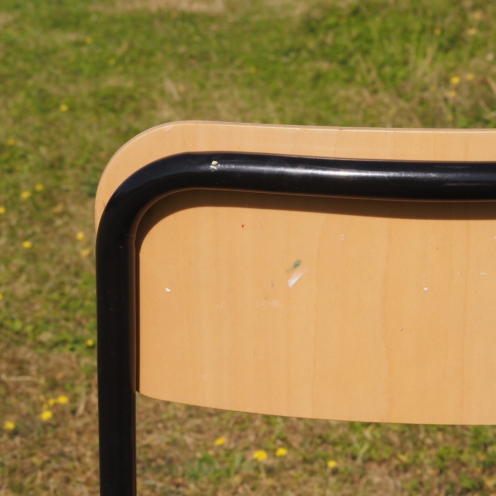 School chair in beech plywood and lacquered steel