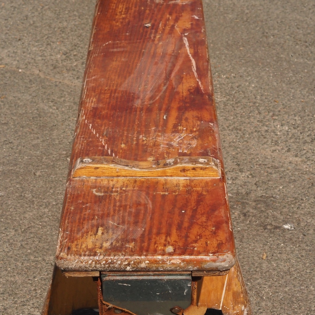 School chair in plywood and steel tube legs