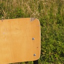 School chair in beech plywood and black lacquered steel