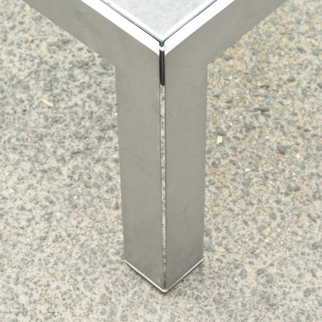 Coffee table 'Progetto' in brushed steel with clear glass tabletop by Monica Armani for B&B Italia