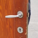 Door in varnished solid wood with flemish glass panels (H. 212,5 x W. 73,5 cm) - Left