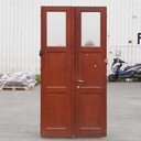 Door in varnished solid pine with textured glass panels (H. 216,5 x W. 82,8 cm) - Right