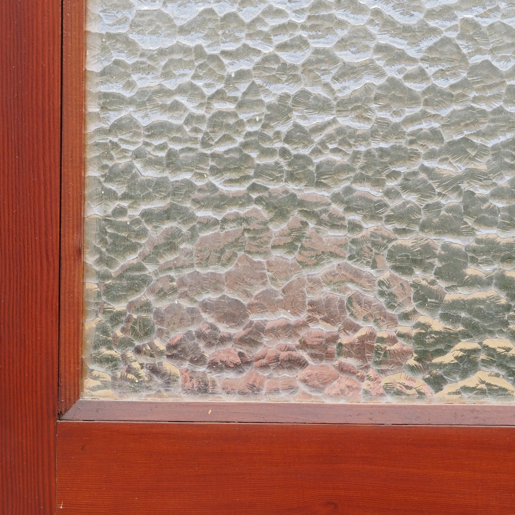 Door in varnished solid pine with textured glass panels (H. 216,5 x W. 82,8 cm) - Right