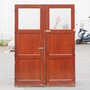 Door in varnished solid pine with textured glass panels (H. 216,5 x W. 82,8 cm) - Right
