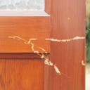 Door in varnished solid pine with textured glass panels (H. 216,5 x W. 82,8 cm) - Right