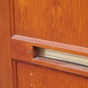 Door in varnished solid pine with flemish glass panel with mail slot (H. 204 x W. 82,5 cm)