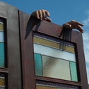 Door in varnished solid pine with flemish glass panel with mail slot (H. 204 x W. 82,5 cm)