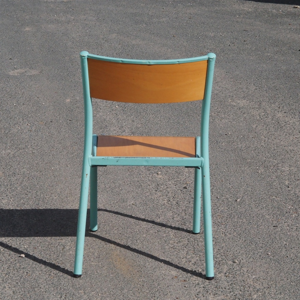 School chair in plywood and steel tube legs
