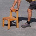 Stackable chair in varnished beech plywood and powder coated steel
