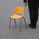 Stackable chair in varnished beech plywood and powder coated steel
