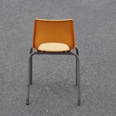 Stackable chair in varnished beech plywood and powder coated steel