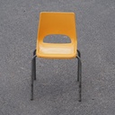 Stackable chair in varnished beech plywood and powder coated steel