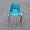 Stackable chair in varnished beech plywood and powder coated steel