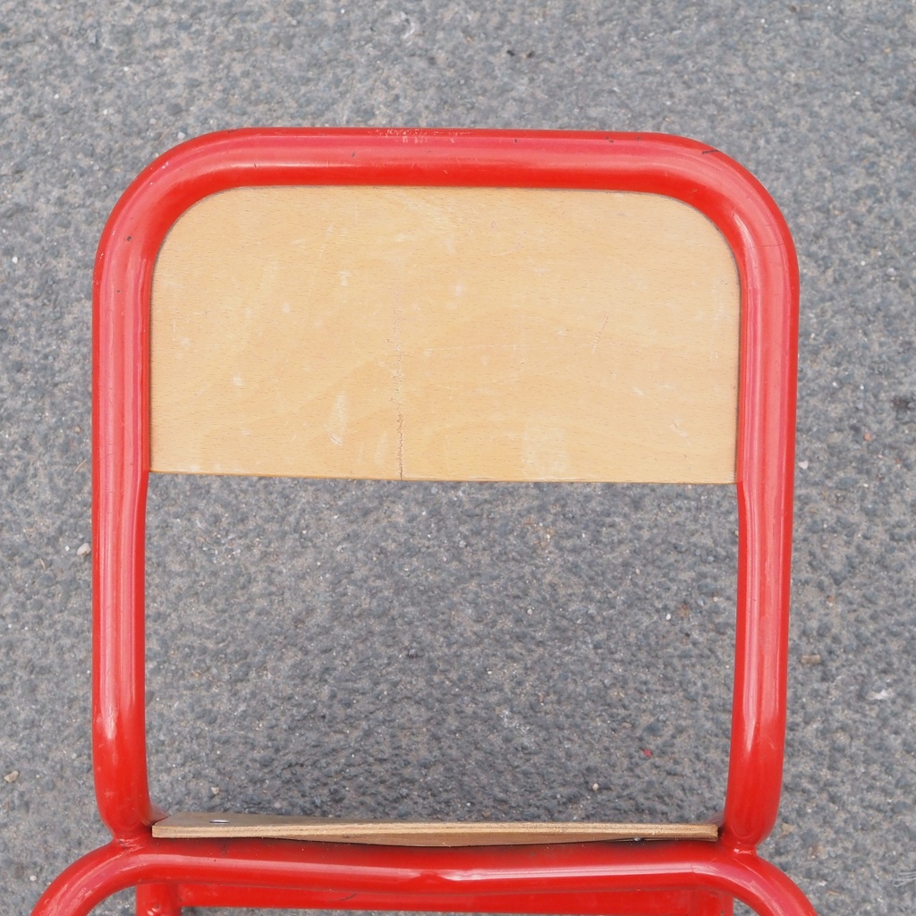 School chair in plywood and steel tube legs