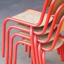 School chair in beech plywood and black lacquered steel