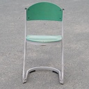 Stackable chair in varnished beech plywood and powder coated steel