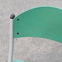 Stackable chair in varnished beech plywood and powder coated steel