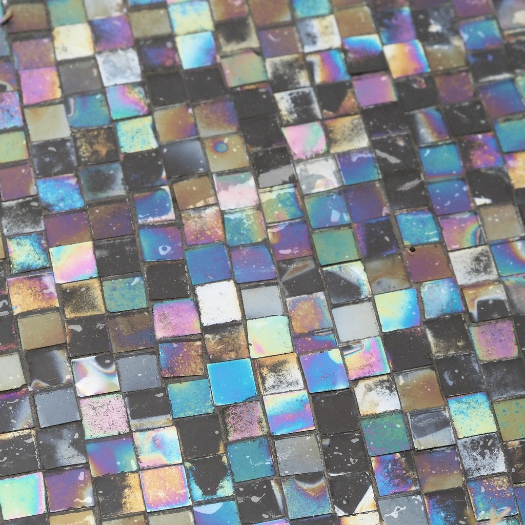 Handmade iridescent glass & ceramic mosaic tile by Emery&Cie (30 x 30 cm) - Rainbow