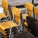 Stackable school chair in plywood