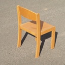 Stackable chair in varnished beech plywood and powder coated steel