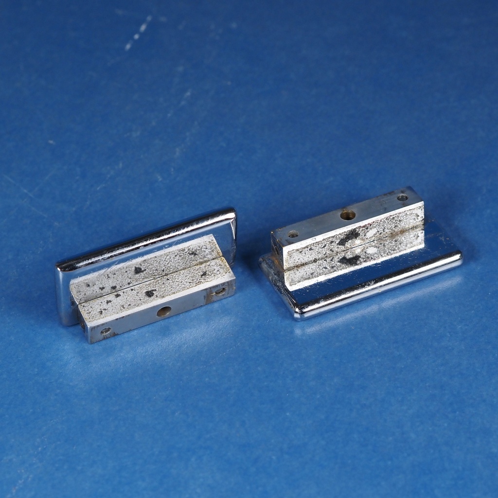 Set of 2 mirror fasteners in chrome brass by Jules Wabbes from the Générale de Banque