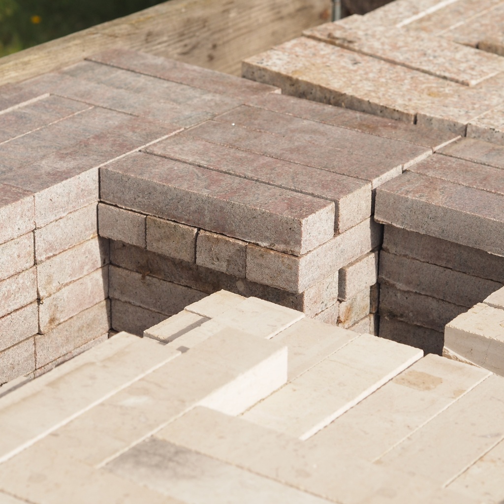 Pavers cut from reclaimed stone slabs (various natural stones) - Only available in our physical shop