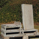 Blue limestone slabs with integral upstand