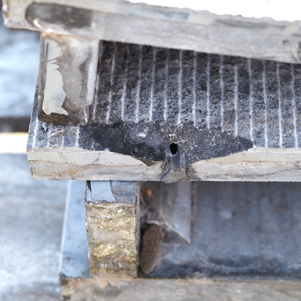 Blue limestone slabs with integral upstand