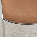 Conference chair in chromed steel and upholstered in brown fabric (ca. 1970)