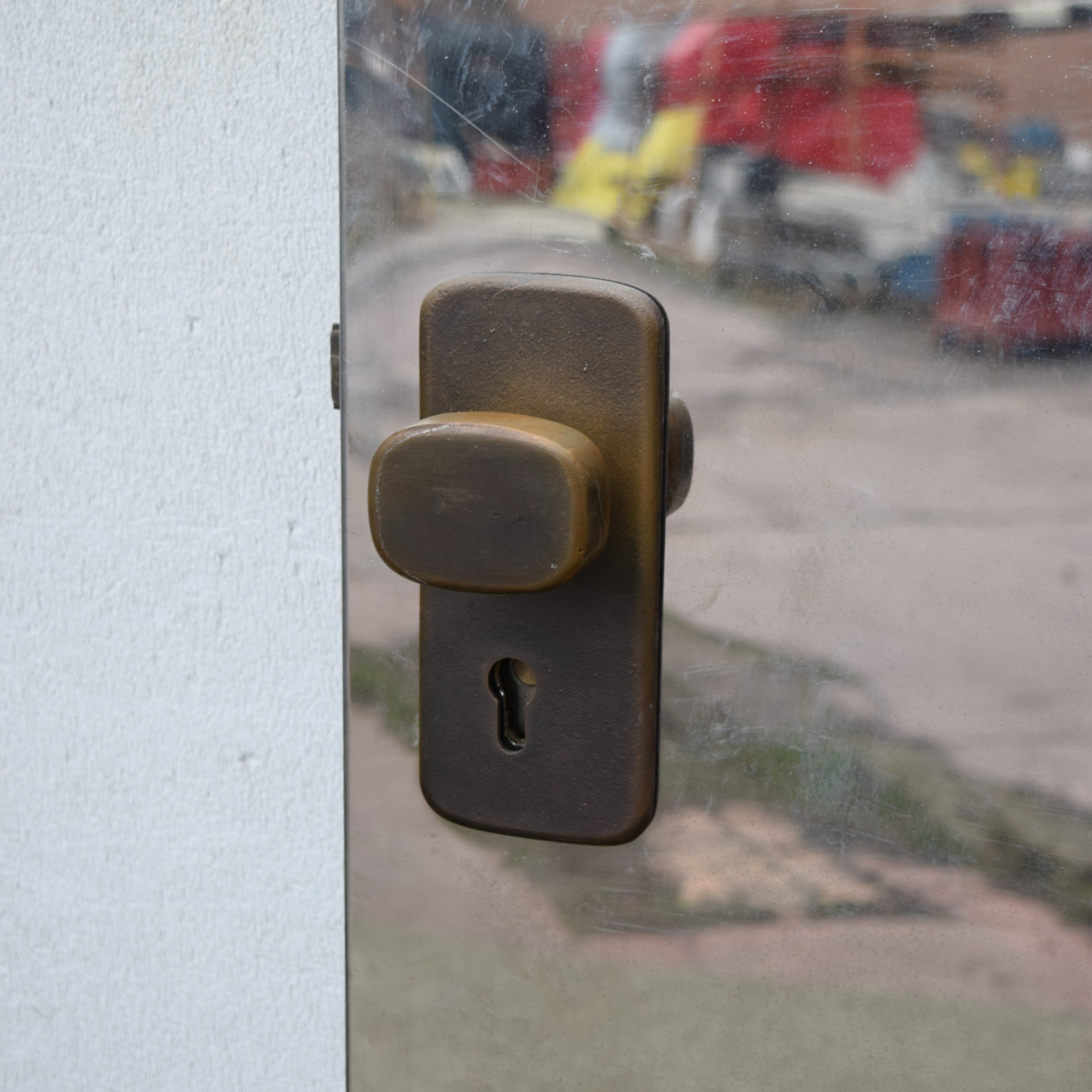 Door in stainless steel with bronze door handles by Jules Wabbes (H. 198 x 53 cm) - Right