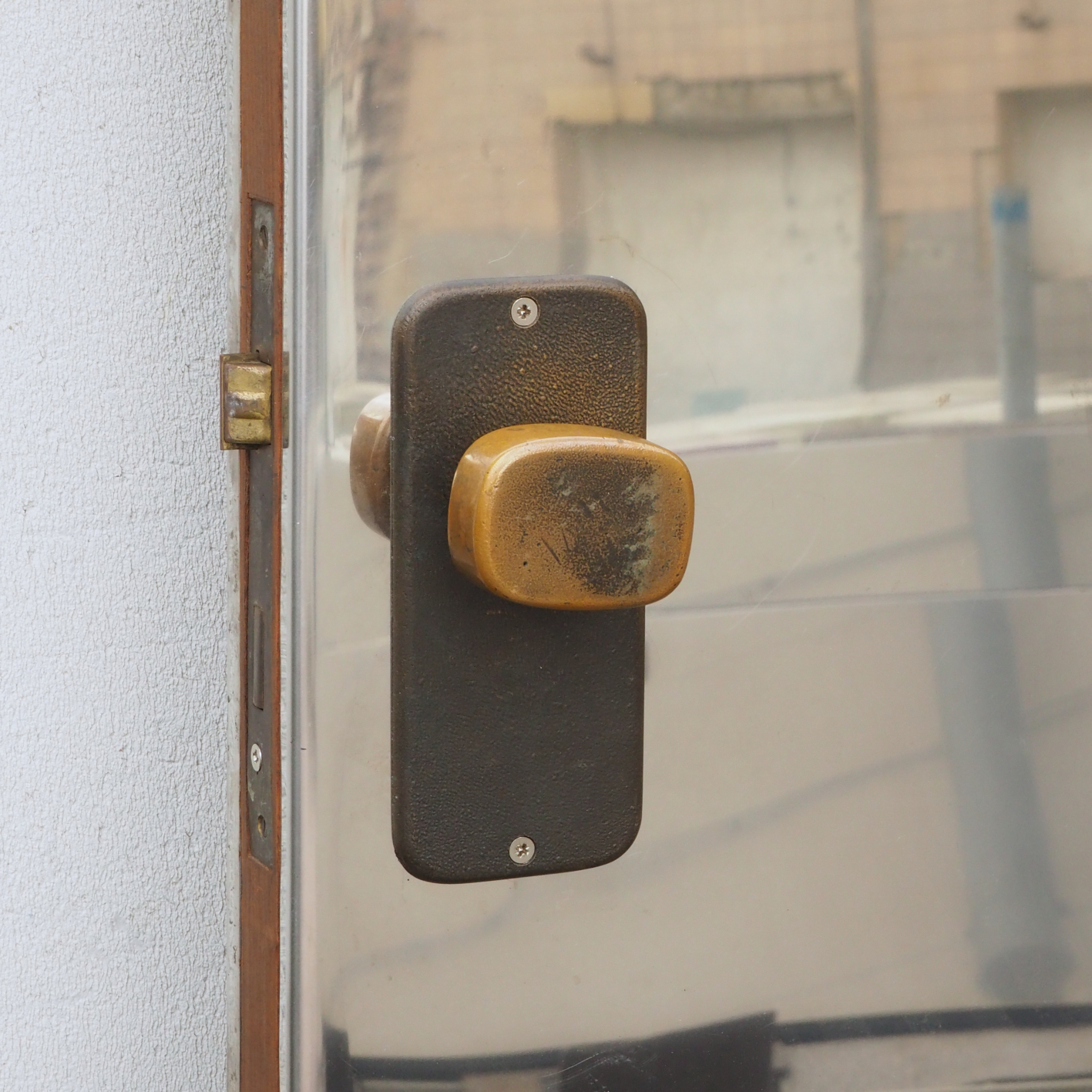 Door in stainless steel with bronze door handles by Jules Wabbes (H. 202,5 cm x 72,5) – Right
