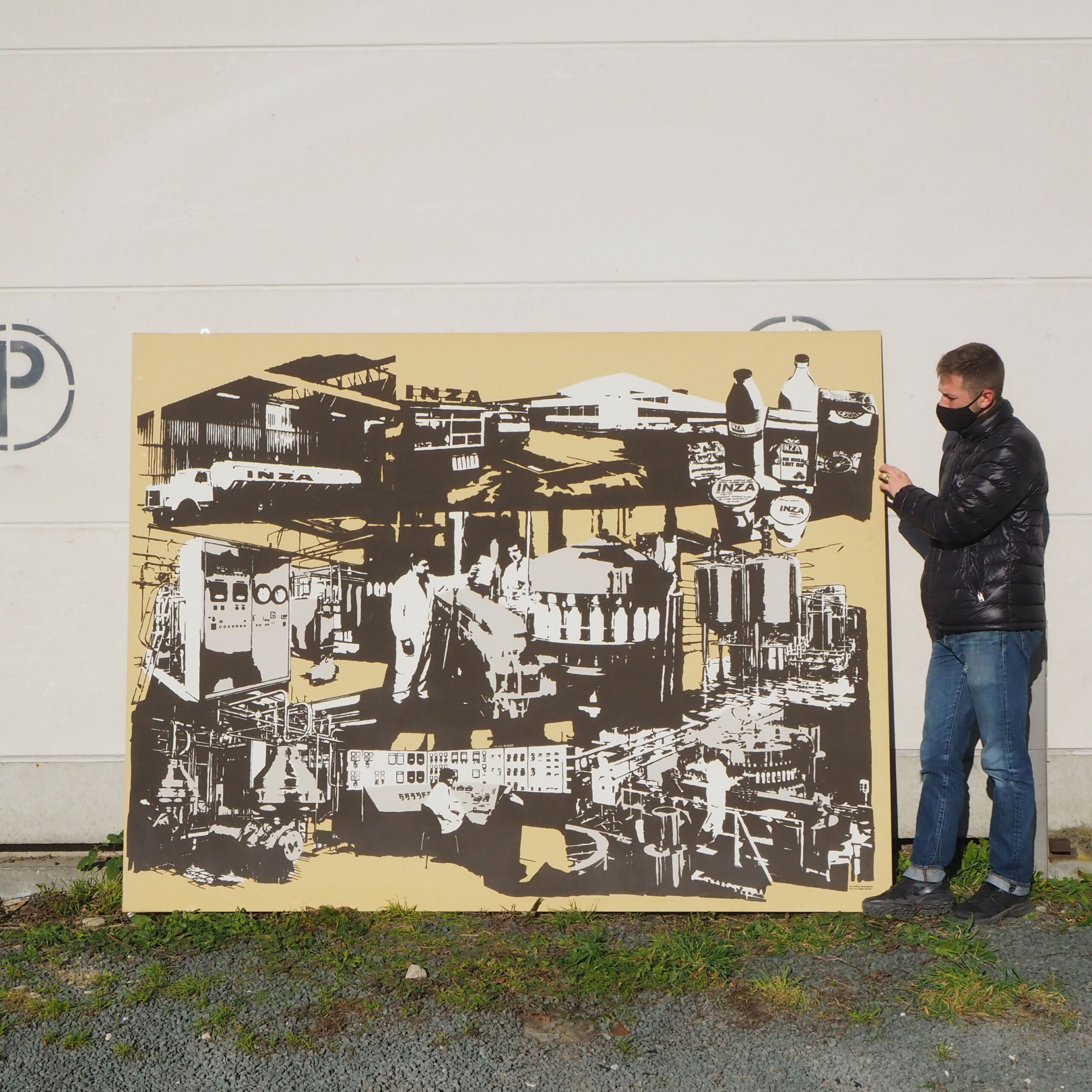 Large painting by Erling Hansmark &amp; Wagn Larsen for Inza (180 x 236 cm)